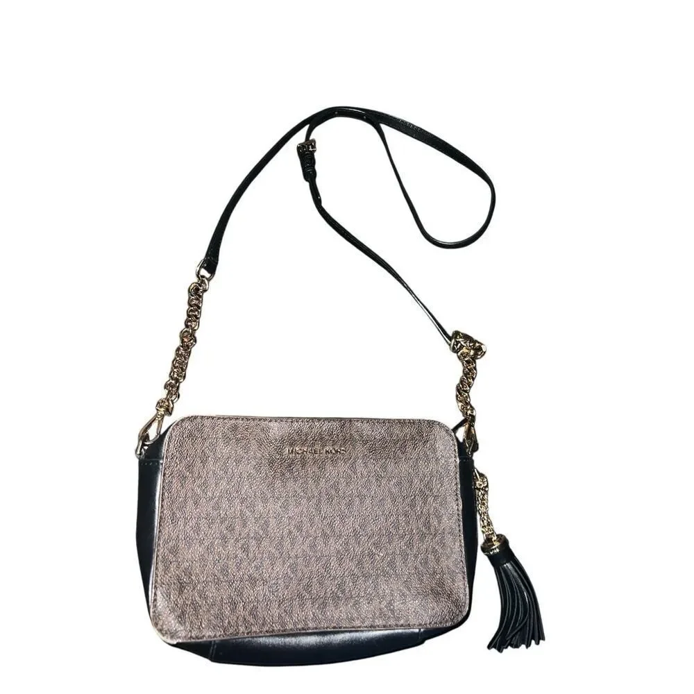 ✨MICHAEL KORS Ginny Brown Black logoed Crossbody Bag✨